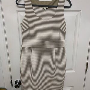 Banana Republic Cream Midi Sheath Dress with Sleeveless Design and Scoop Neck